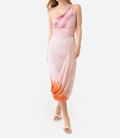 Simkhai Havana Midi Dress In Coral Marble Print In Multi