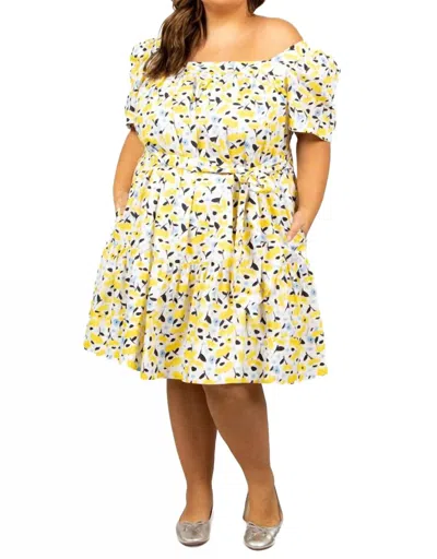 Tanya Taylor Serena Dress - Plus In Yellow/white In Multi