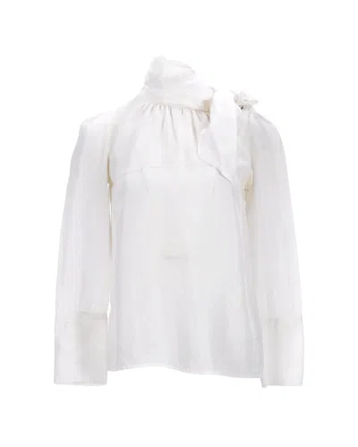 Ba&sh Ba & Sh Pussy Bow Blouse In White Viscose In White