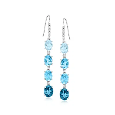 Ross-simons London, Swiss And Sky Blue Topaz Drop Earrings With . Diamonds In Sterling Silver In Blue
