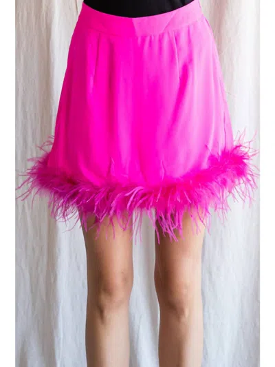 Jodifl Feather Mini Skirt In Hot Pink In Pink