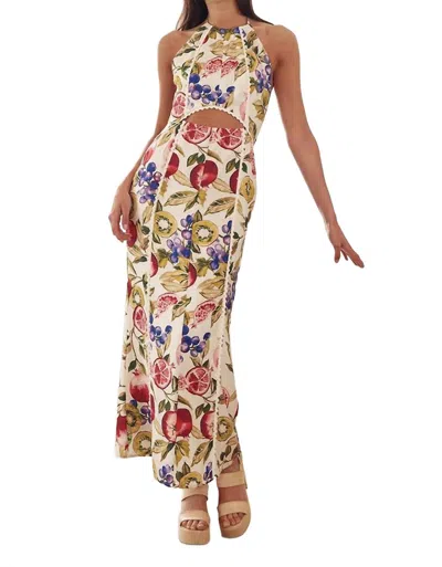 Fore Collection Fruit Cut-out Maxi Dress In Ivory In Multi