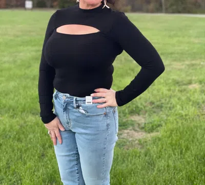Glam Peek A Boo Bodysuit In Black In Black
