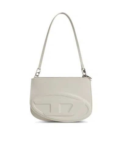 Diesel White Leather Shoulder Bag With Tone-on-tone Logo Insert In White