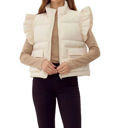 Jodifl Sprea Neck Puffer Vest In Ivory In Multi
