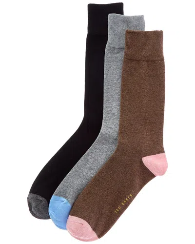 Ted Baker 3pk Dress Socks In Grey