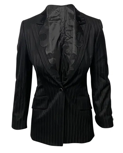Escada Pleated Trouser Suit Set In Black Wool In Black