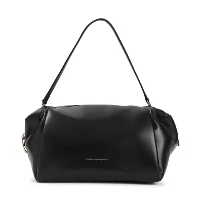 Carven Black Leather Shoulder Bag With Gold Accent In Black