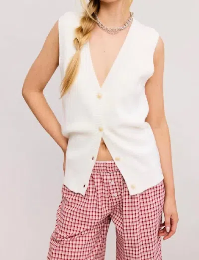 Mimosa Sleeveless Button Up Sweater Knit Vest In Off White In White