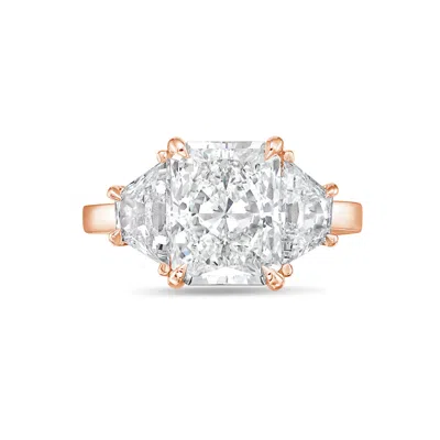 Diana M. 18kt Rose Gold Lab Grown Asscher Cut And Baguette Engagement Ring Featuring 12 Ct Center And 1.00 Ct In Pink