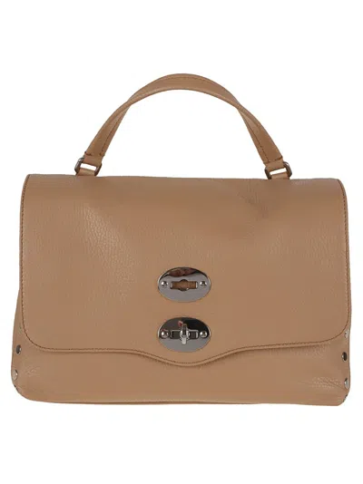 Zanellato Calfskin Handbag With Double Twist Lock In Brown