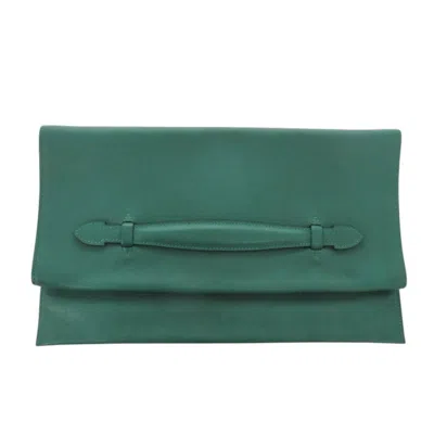 Pre-owned Hermes Pliplat Leather Clutch Bag () In Green