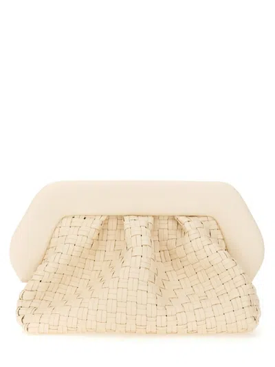 Themoirè Handbag With Adaptable Strap And Woven Texture In Neutral