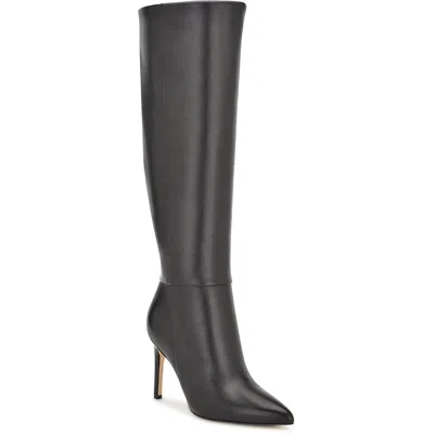 Nine West Richy Womens Wide Calf Leather Knee-high Boots In Black