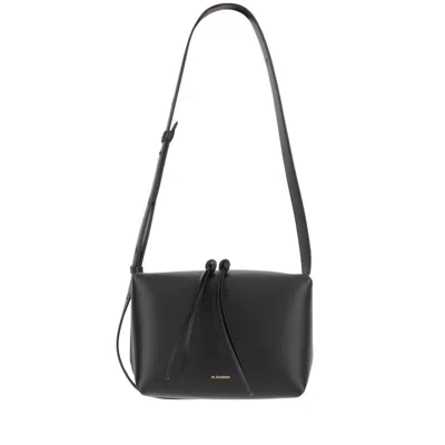 Jil Sander Leather Shoulder Bag With Logo In Black