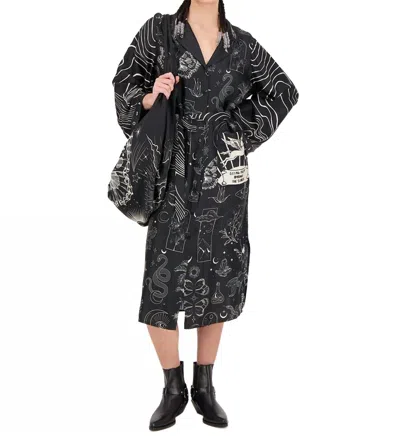 Me369 Nova Kimono Dress In Black Magic In Multi