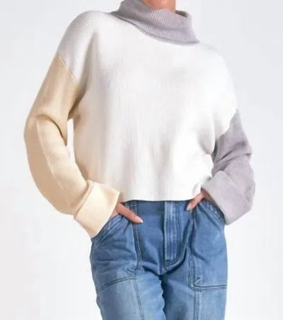 Elan Color Blocked Sweater In White