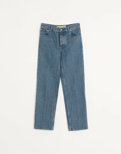 Valentino Rolled Cuffs Denim Trousers In Blue