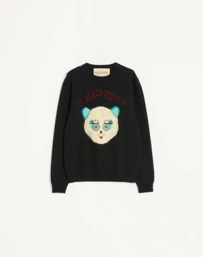 Valentino Garavani Sweater With Le Chat De La Maison Patch In Black