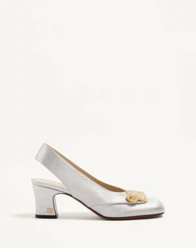 Valentino Garavani Adamantine Slingback Pumps In Glitter Fabric 60mm Woman Silver 39.5 In Silver