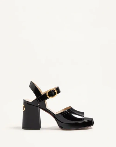 Valentino Garavani Fawcette Platform Sandal In Polished Calfskin 100mm Woman Black 42 In Black