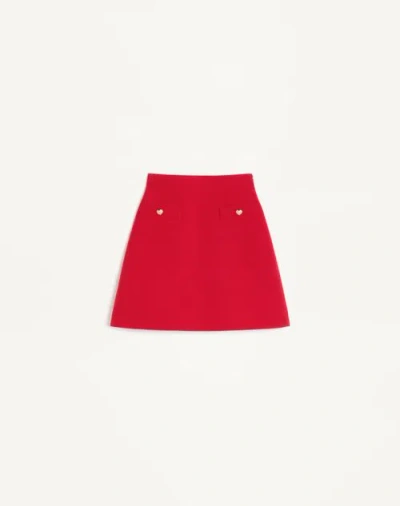 Valentino Heart Motif A-line Skirt With High Waist In Red