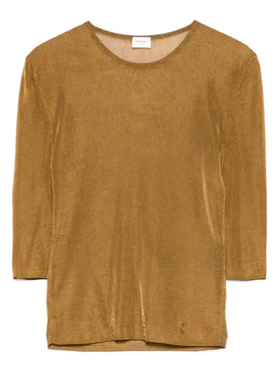 Saint Laurent Cropped Top With Cassandre In Brown