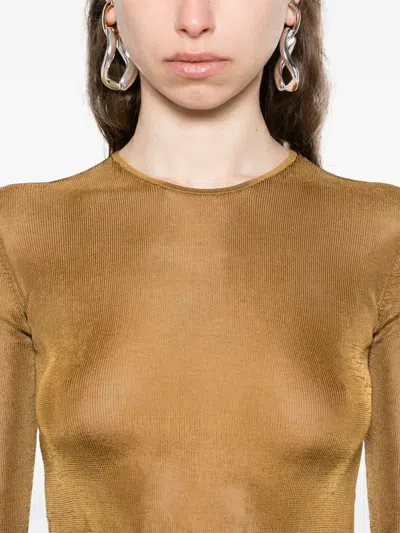Saint Laurent Cropped Top With Cassandre In Brown