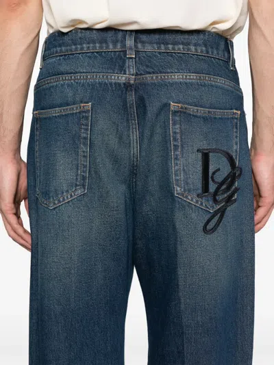 Dolce & Gabbana Logo-patch Jeans In Blue