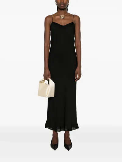 Totême Silk Satin Slip Dress In Black