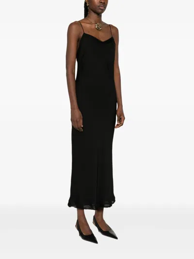 Totême Silk Satin Slip Dress In Black