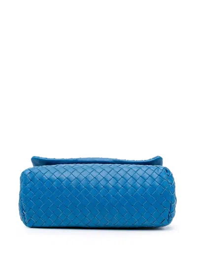 Pre-owned Bottega Veneta 2012-2024 Nappa Intrecciato Flap Crossbody Bag In Blue