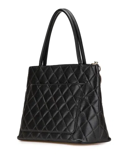 Pre-owned Chanel 1997-1999 Caviar Medallion Tote Bag In Black