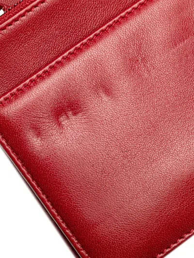 Pre-owned Chanel 2010-2011 Cc Calfskin Wallet On Chain Crossbody Bag In Red