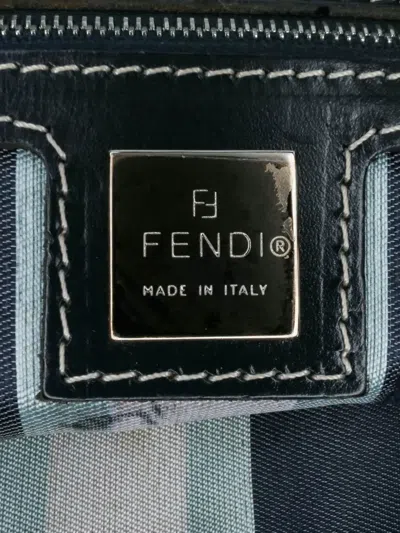 Pre-owned Fendi 2000-2010 Canvas Ff Marble Croissant Shoulder Bag In Blue