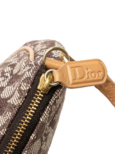 Pre-owned Dior 2001 Mini Issimo Canvas Saddle Pochette Shoulder Bag In Brown
