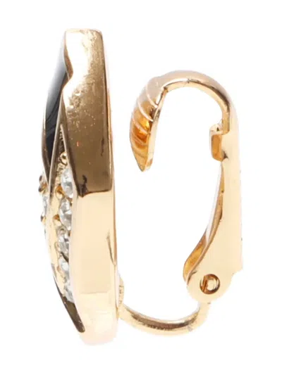 Pre-owned Dior 1990-2015 Rhinestone-embellished Clip-on Earrings In Gold