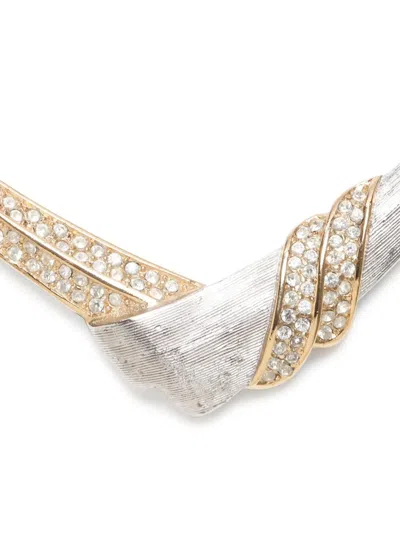 Pre-owned Dior 1995-2015 Crystal-embellished Necklace In Silver