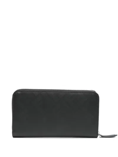 Fendi Shadow Zip Around Black And Red Leather Wallet In Black