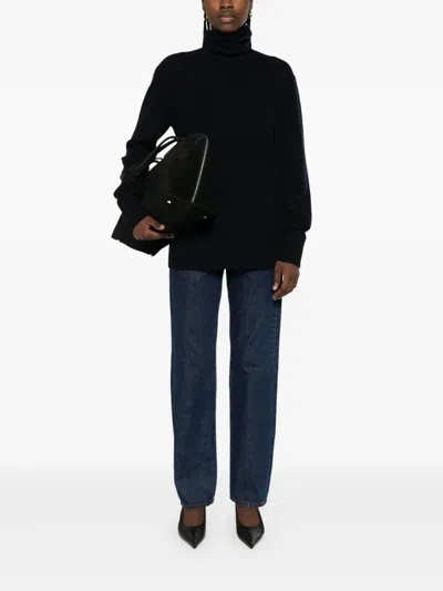 Totême Double-knit Turtleneck Sweater In Blue