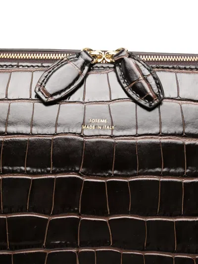 Totême Day Croc Embossed Leather Tote Bag In Brown