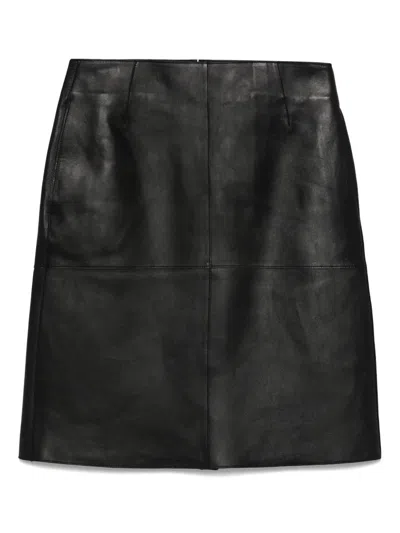 Totême Panelled Leather Midi Skirt In Black