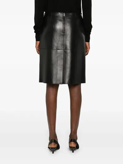 Totême Panelled Leather Midi Skirt In Black