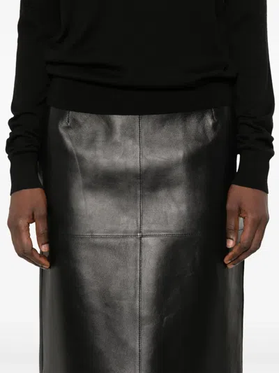 Totême Panelled Leather Midi Skirt In Black