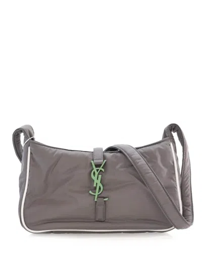 Pre-owned Saint Laurent 2022 Nylon Le 5 A 7 Shoulder Bag In Grey