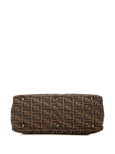 Pre-owned Fendi 2000-2010 Large Zucca Canvas Twins Tote Bag In Brown