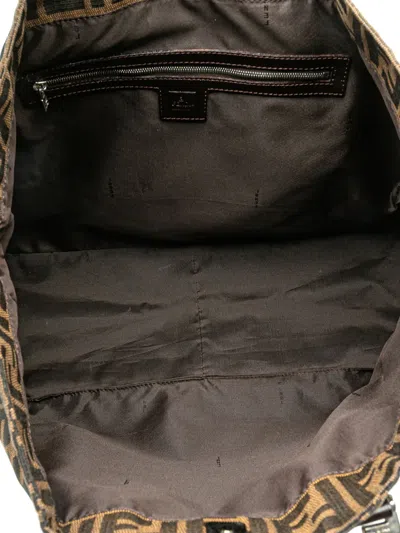 Pre-owned Fendi 2000-2010 Large Zucca Canvas Twins Tote Bag In Brown