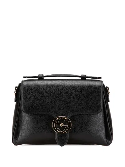 Pre-owned Gucci 2000-2015 Small Dollar Calf Interlocking G Satchel In Black