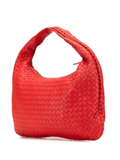 Pre-owned Bottega Veneta 2012-2024 Small Nappa Intrecciato Veneta Hobo Bag In Red