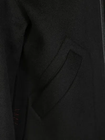 Amaranto Black Bomber Jacket With Ribbed Collar In Black